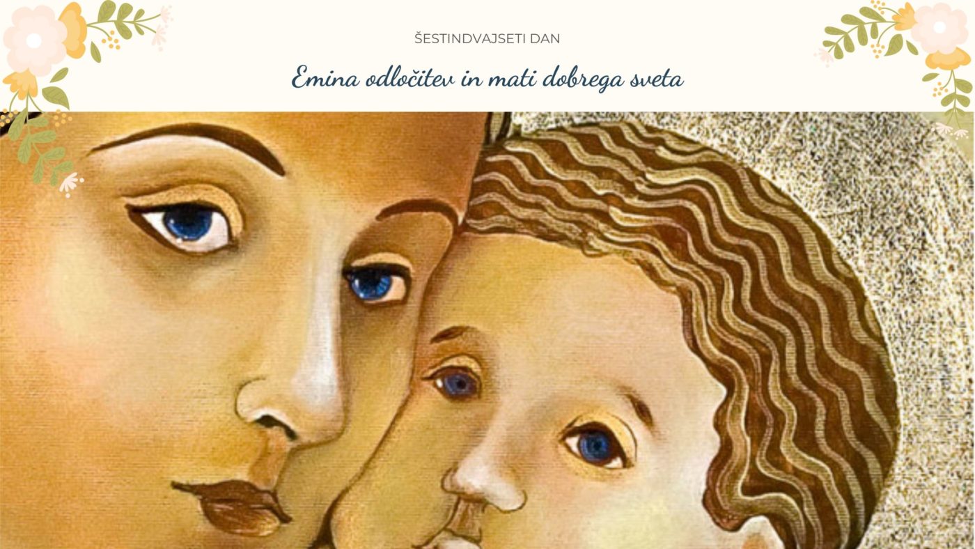 26. dan, naslovnica <em>Šestindvajseti dan</em> šmarničnega branja: <em>Emina odločitev</em> in <strong>mati dobrega sveta</strong>