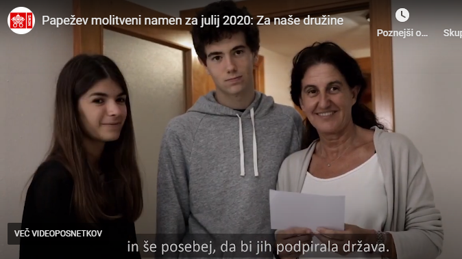 Papežev molitveni namen za <em>julij 2020</em>: Za naše <strong>družine</strong>