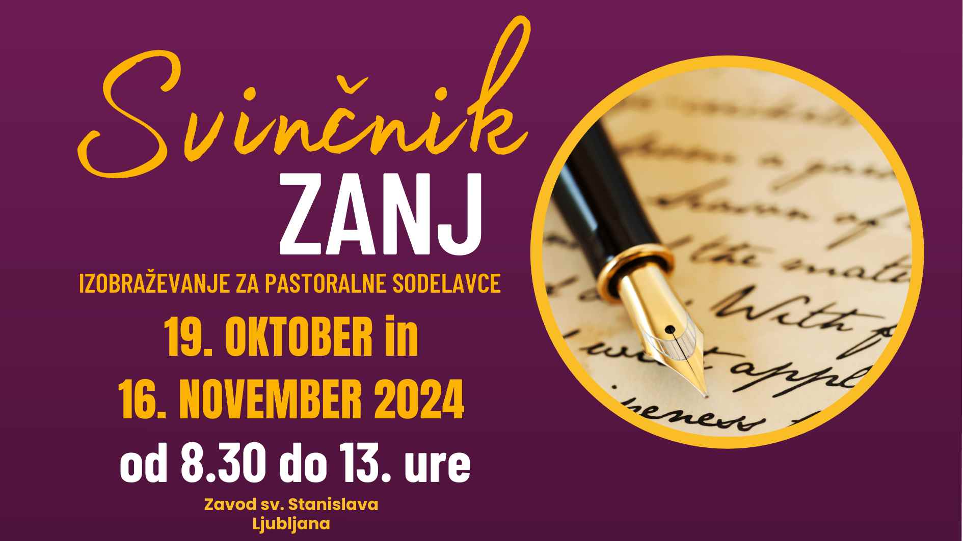 Jesensko <em>izobraževanje za pastoralne sodelavce</em> <strong>Svinčnik Zanj</strong>