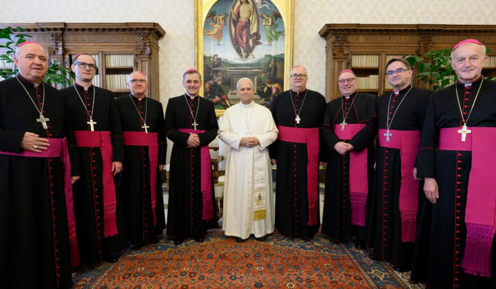 Nagovor škofa <strong>Andreja Sajeta ob srečanju slovenskih škofov s papežem Leonom XIV.</strong> ob <em>obisku Ad limina apostolorum v Rimu</em>